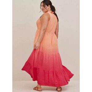 Torrid Tiered Maxi Dress Challis Ombre Red Womens Sz 3 Boho Vacation Beach